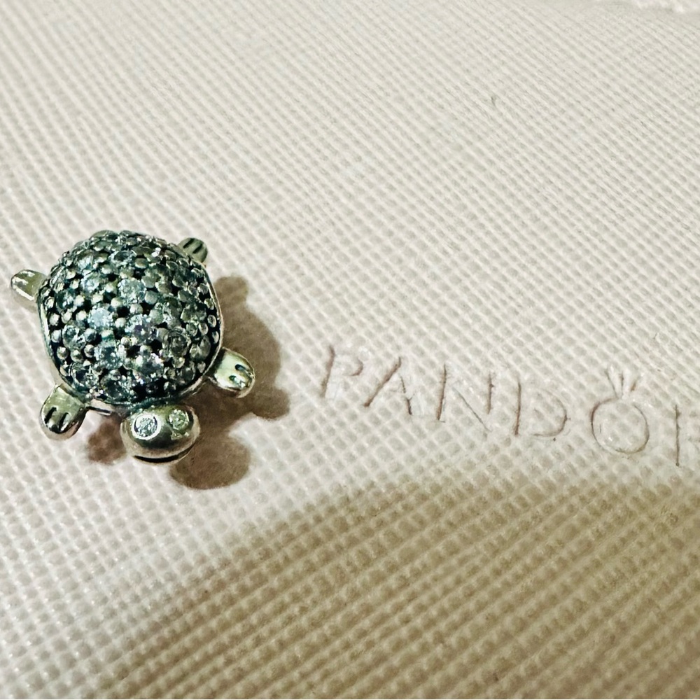 Authentic Pandora Silver Pavè Turtle Charm